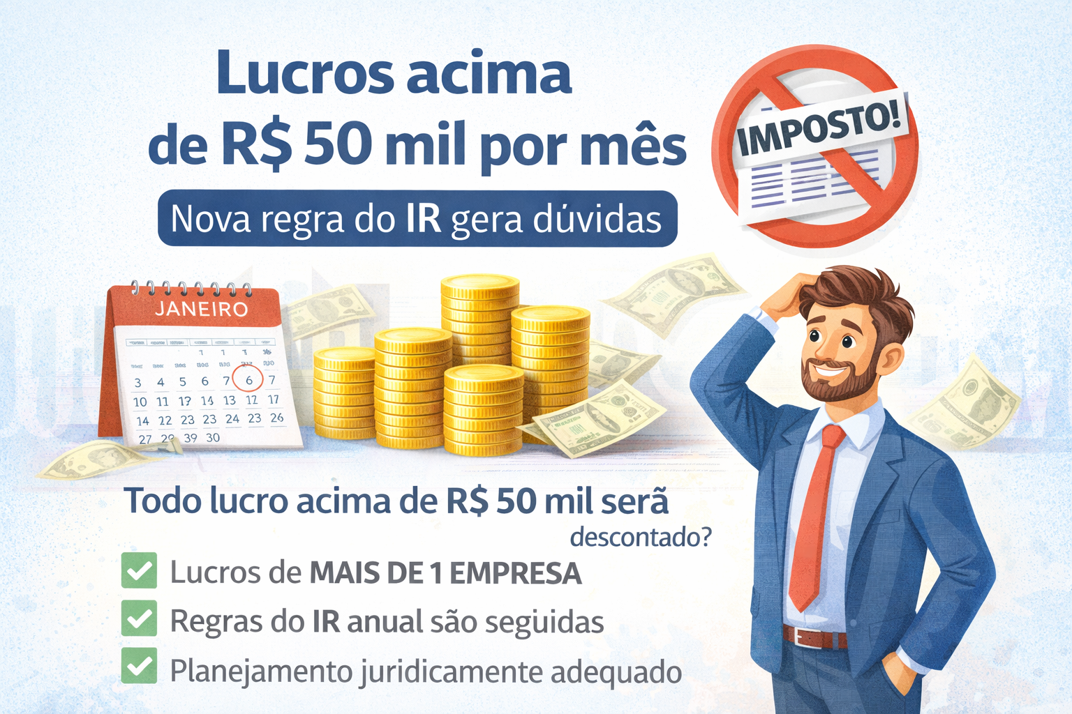 Nova regra do IR atinge lucros acima de R$ 50 mil por mês e gera dúvidas entre empresários